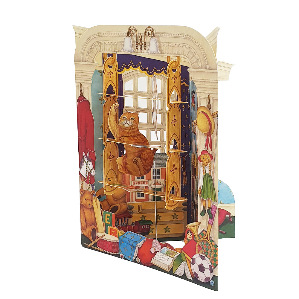 Felicitare 3D Swing Cards - Pisoi pe biblioteca