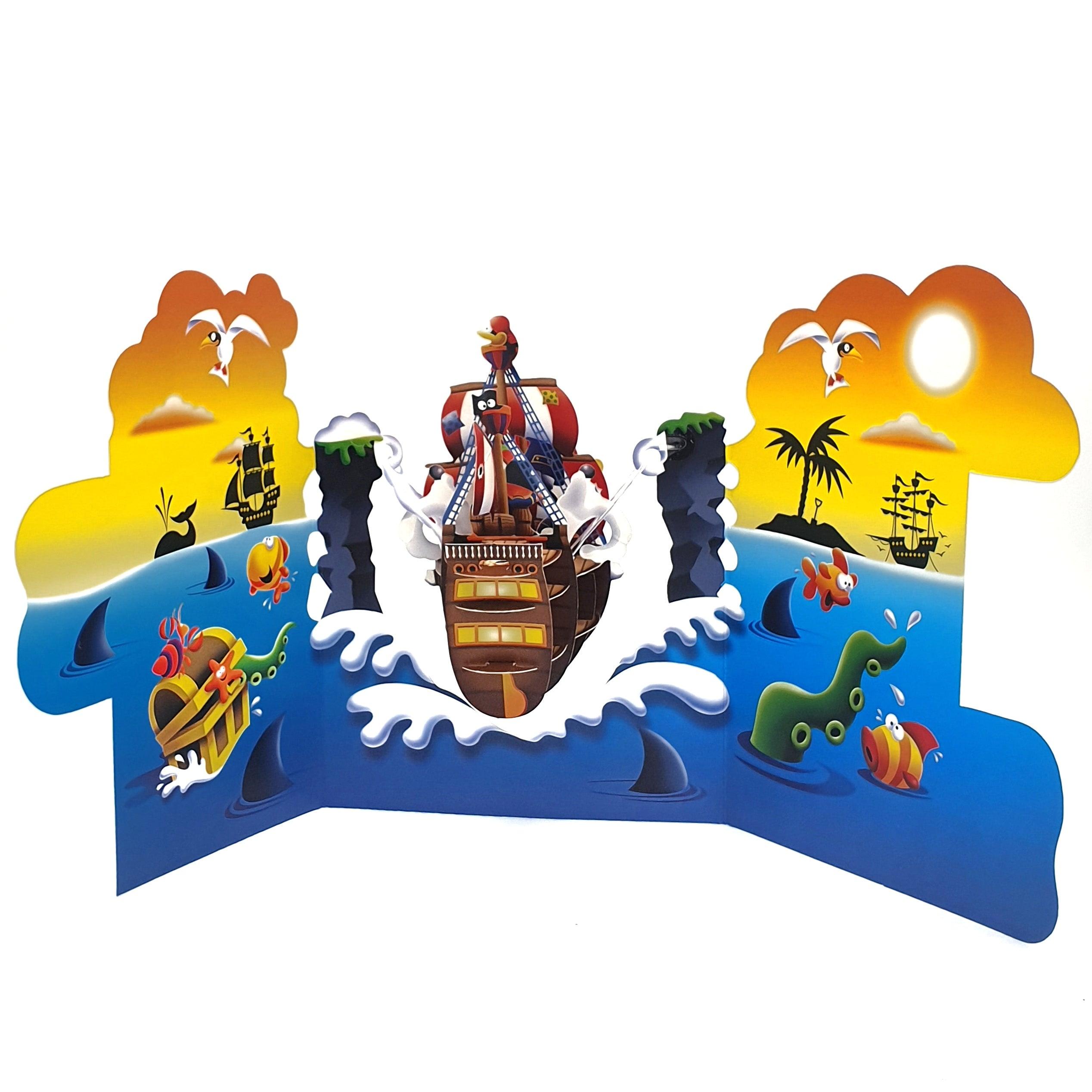 Felicitare 3D Swing Cards - Corabie de pirati - Nitzi.ro