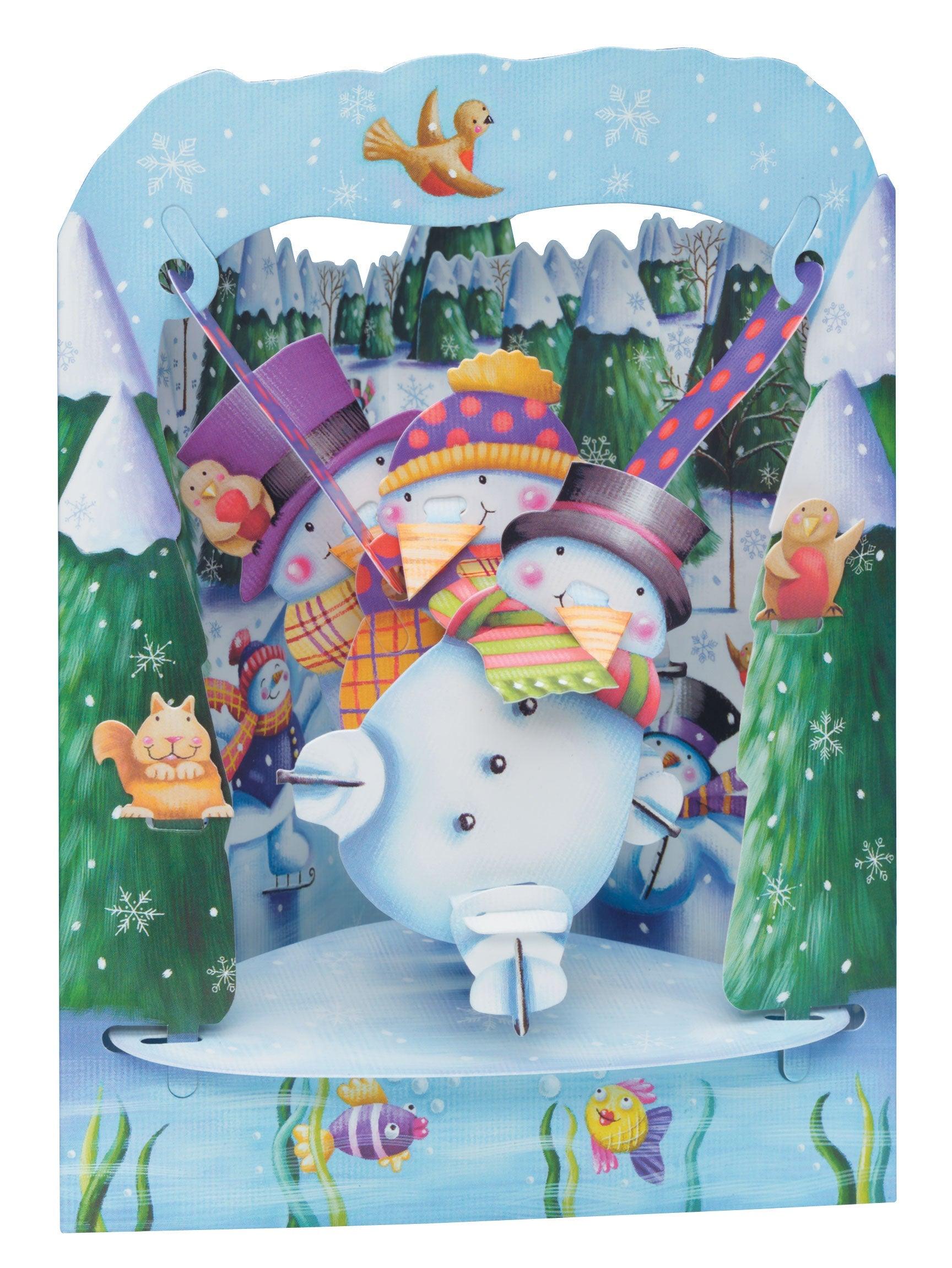 Felicitare de iarna 3D Swing Cards - Om de zapada - Nitzi.ro