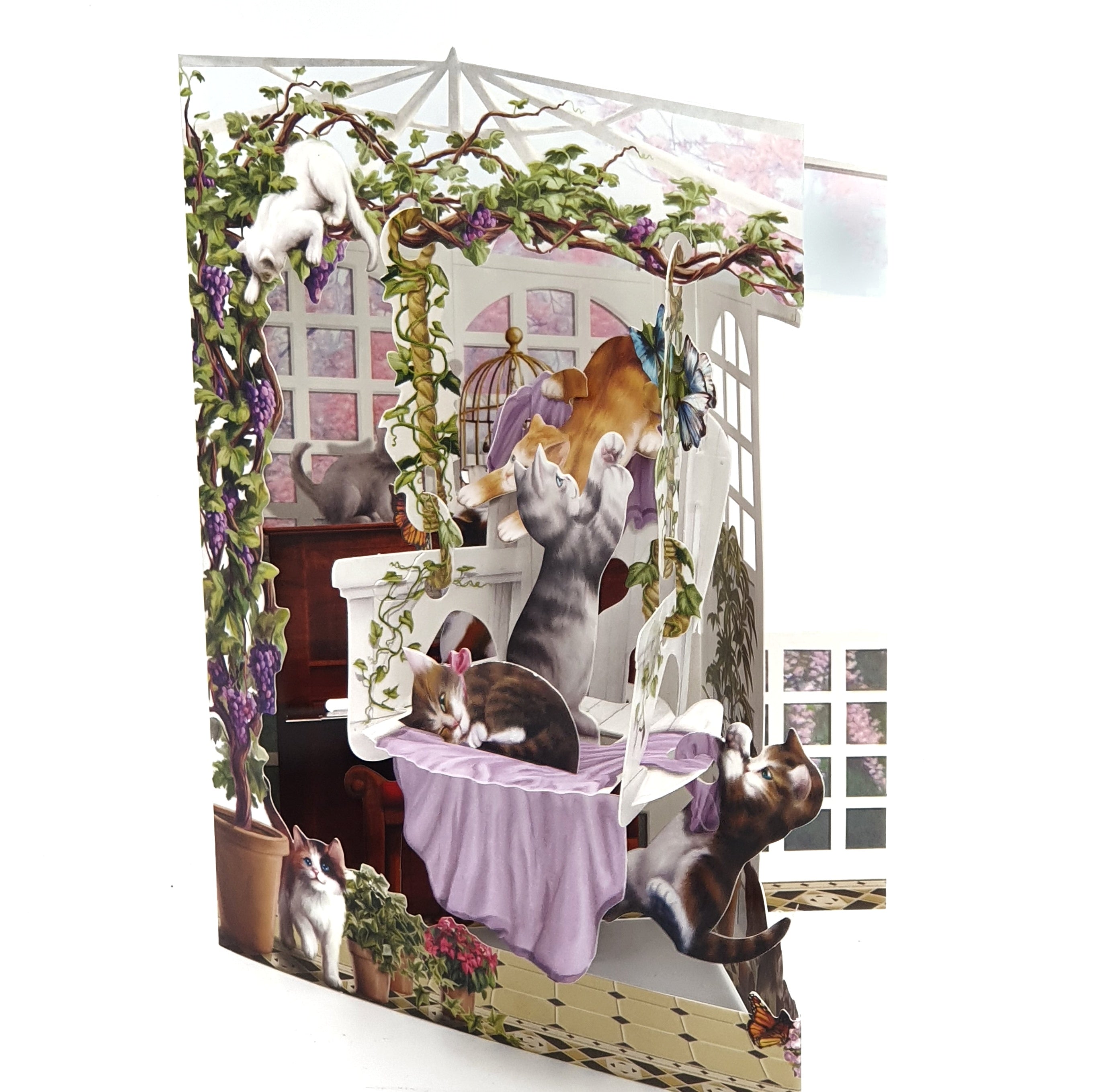 Felicitare 3D Swing Cards - Pisici in sera