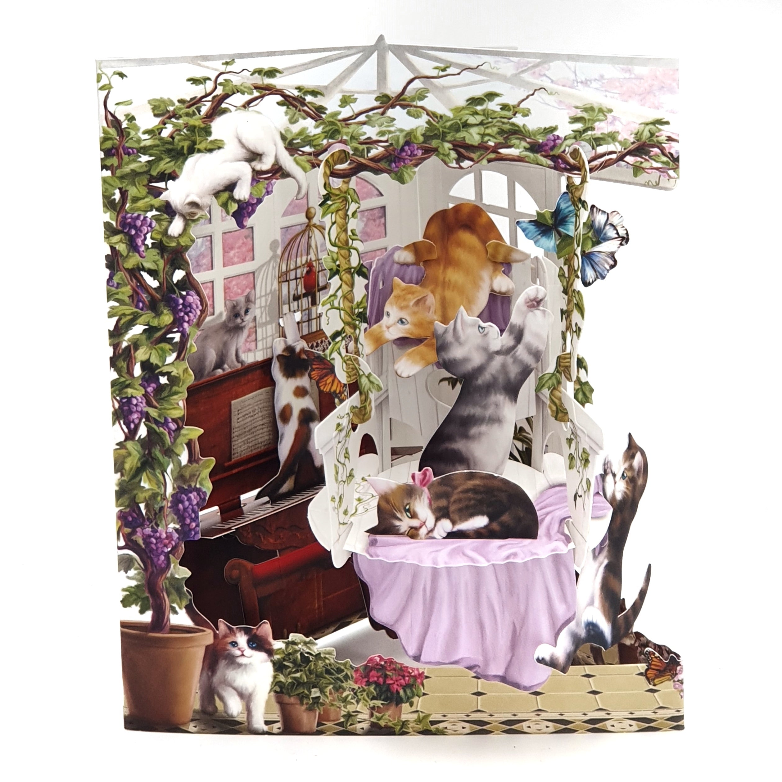 Felicitare 3D Swing Cards - Pisici in sera