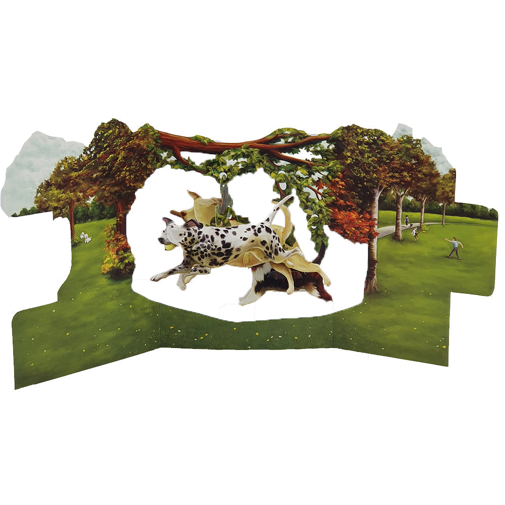 Felicitare 3D Swing Cards - Caini in parc