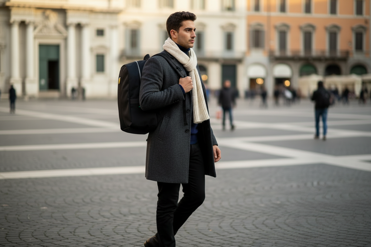 Rucsac barbati Ferrari negru de 42 cm