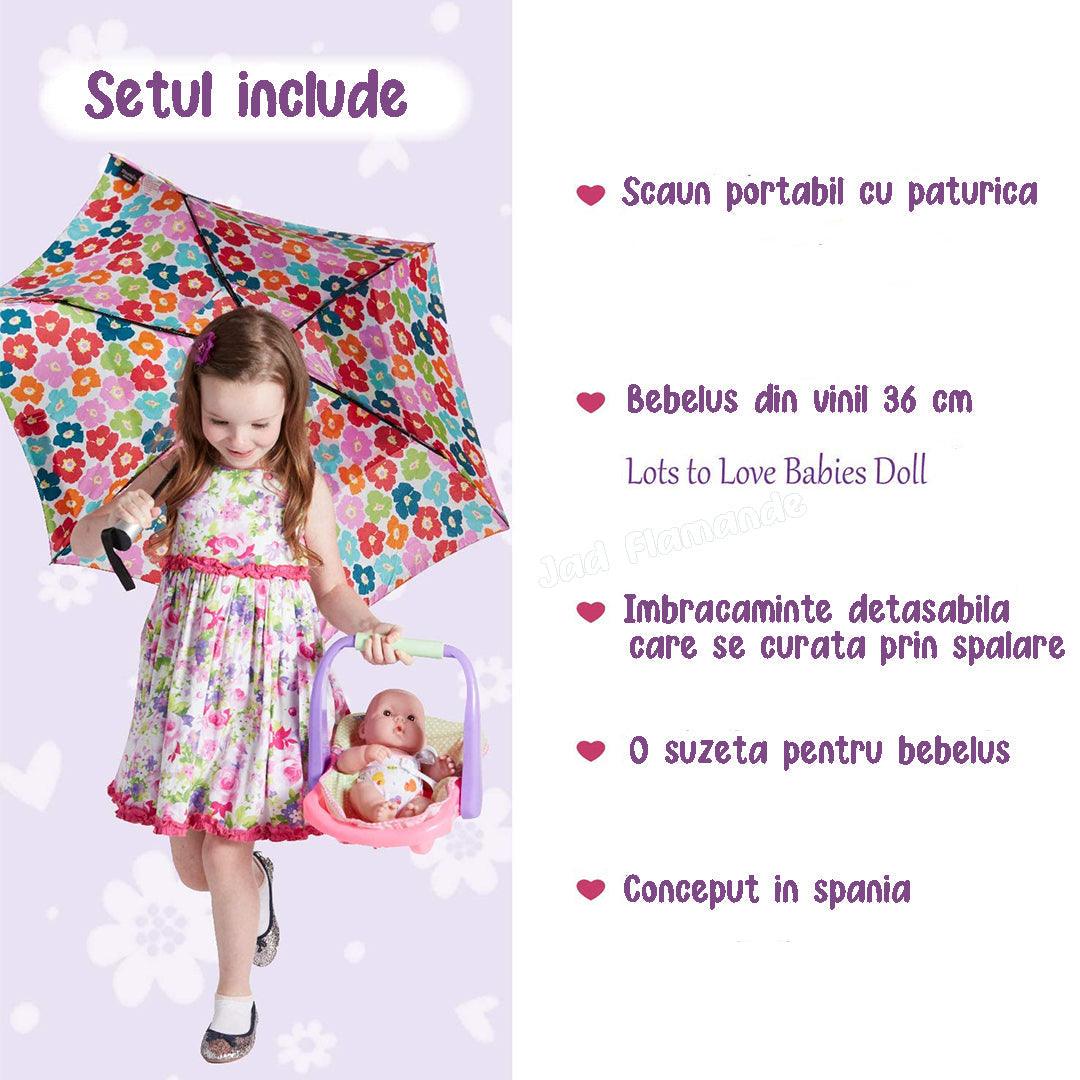 Jucarie bebe 36 cm si suzeta in scaun de masina - Nitzi.ro