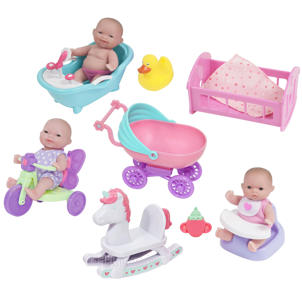 Jucarie casuta cu 3 bebelusi 13 cm si accesorii - Nitzi.ro