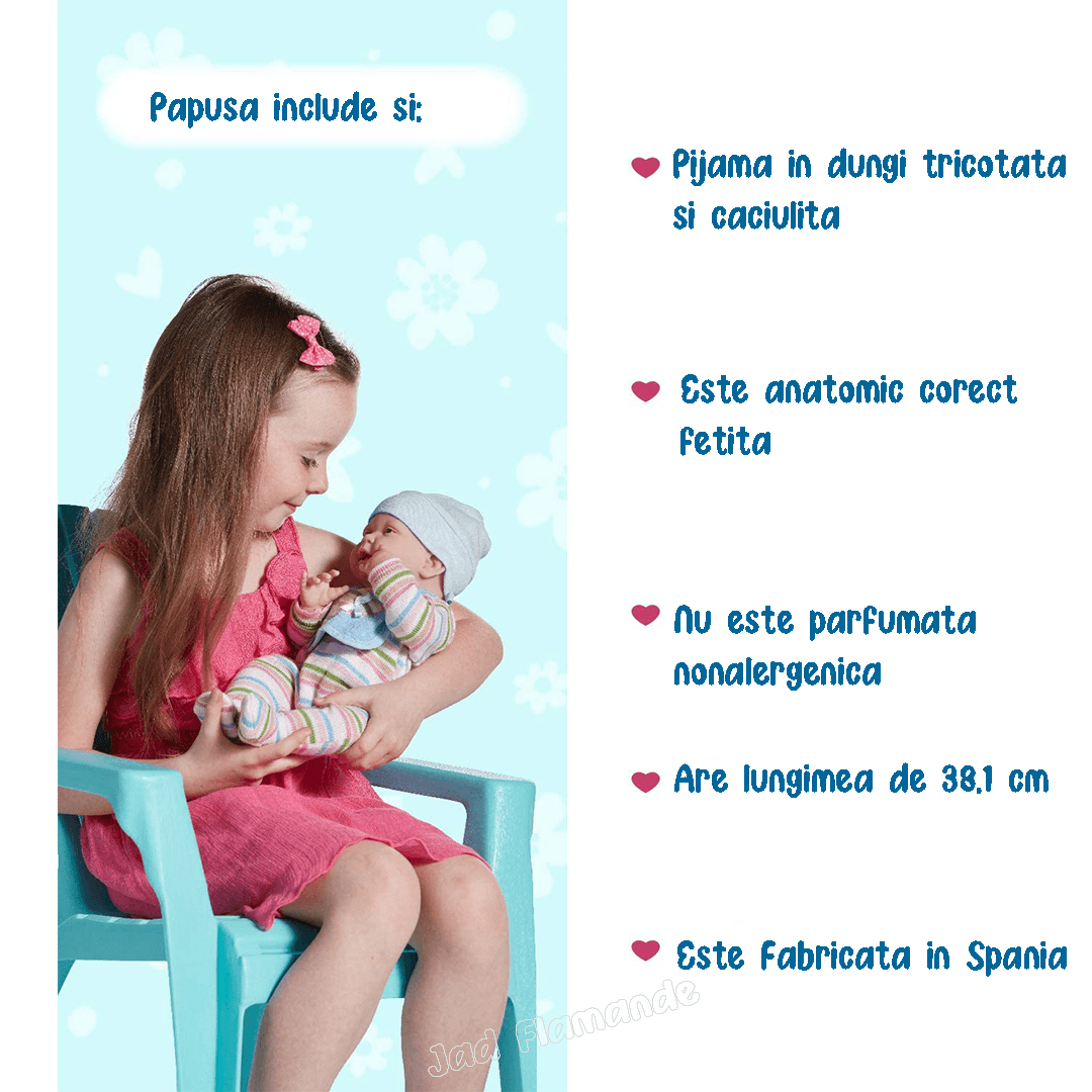 Papusa Bebe baietel nou-nascut cu costumas in dungi - Nitzi.ro