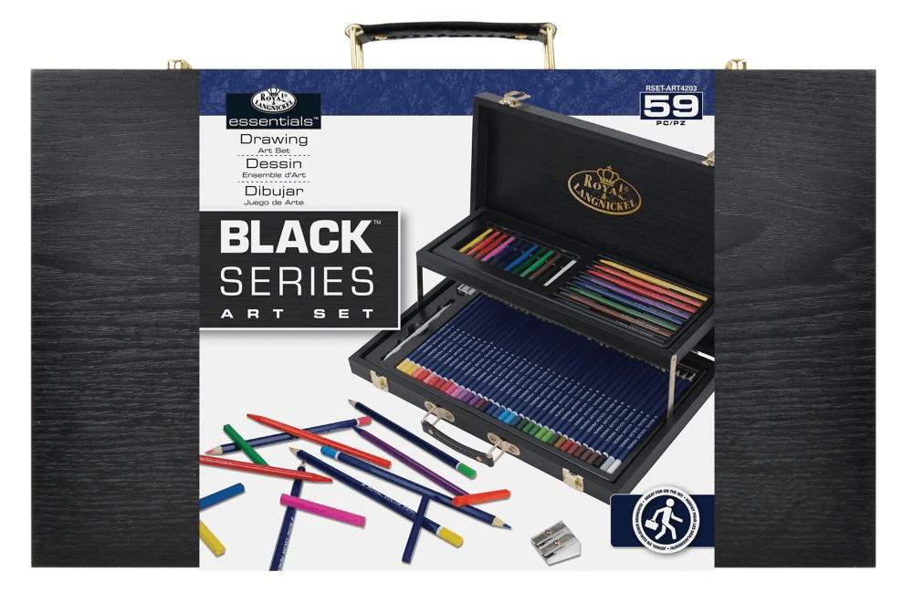 Trusa pentru desen din lemn cu 59 piese - serie neagra - Nitzi.ro