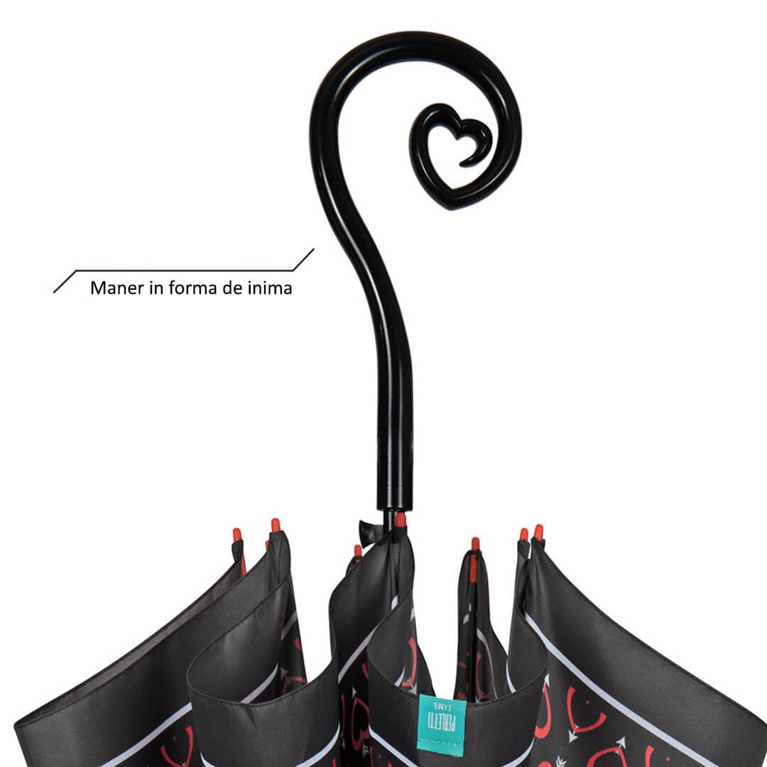 Umbrela ploaie automata baston model inimioare - Nitzi.ro