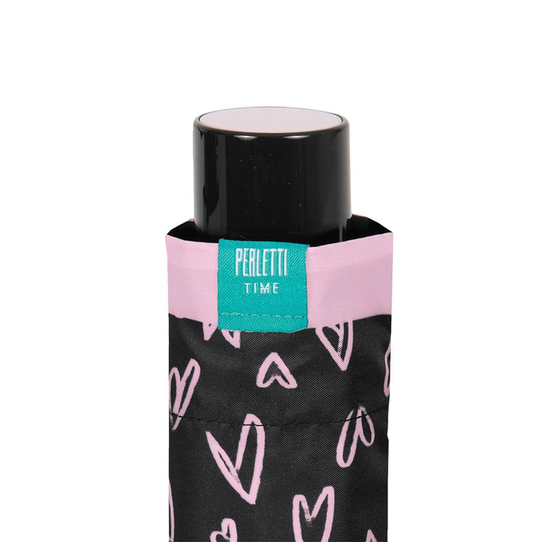 Mini umbrela ploaie pliabila negru cu roz - Nitzi.ro