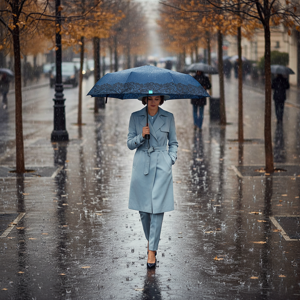 Mini Umbrela ploaie pliabila uni cu brodura dantela