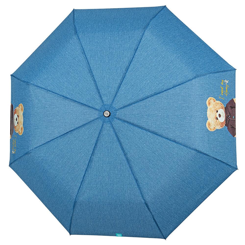 Mini Umbrela ploaie pliabila model denim Teddy Bear - Nitzi.ro