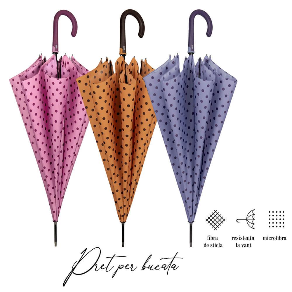 Umbrela ploaie automata baston model cu buline - Nitzi.ro