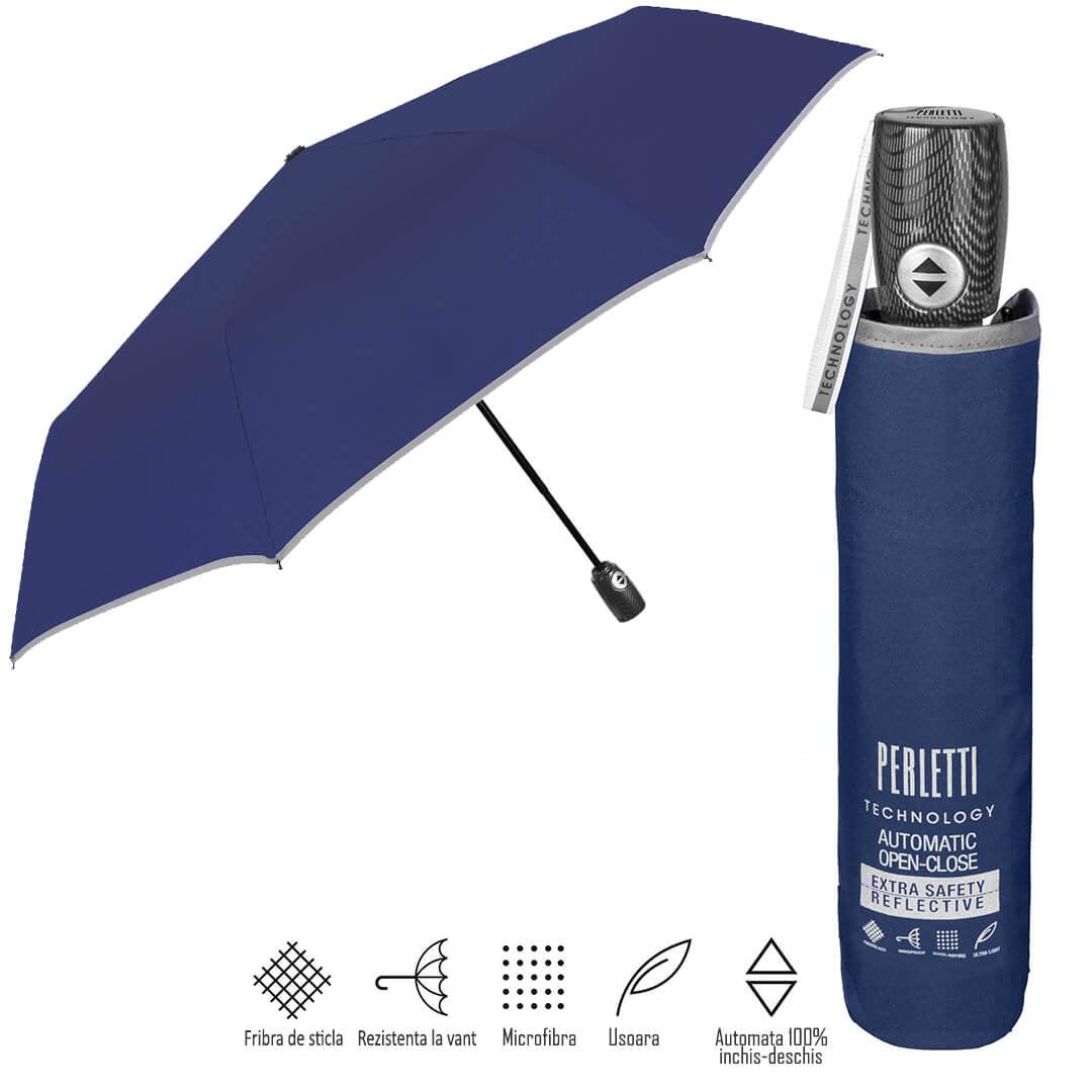 Mini umbrela ploaie dechidere inchidere automata cu banda reflectorizanta - Nitzi.ro