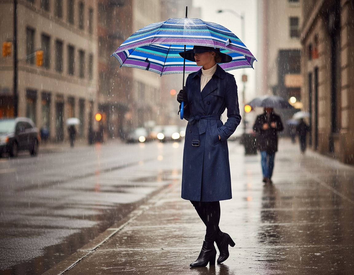 umbrela cu dungi pentru femei elegante