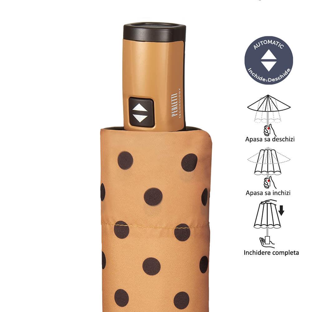 Mini Umbrela ploaie inchidere deschidere automata model cu buline - Nitzi.ro
