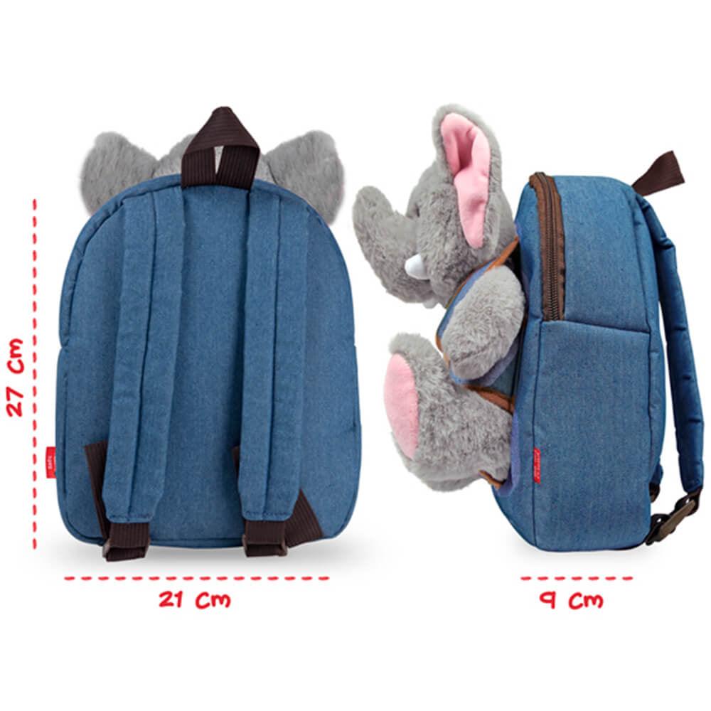 Rucsacel jeans cu jucarie Elefantel din plus - Nitzi.ro
