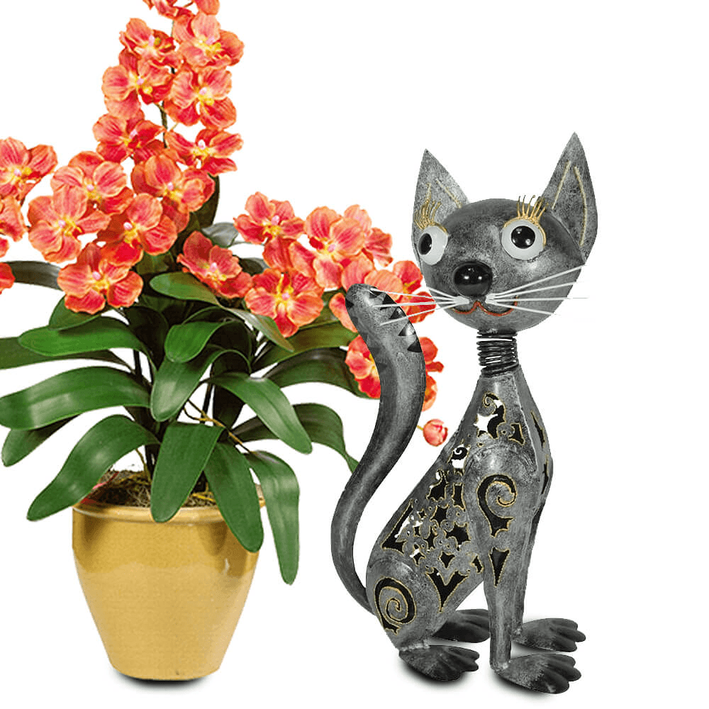 Decoratiune gradina Pisica gri 45x25x15 cm - Nitzi.ro