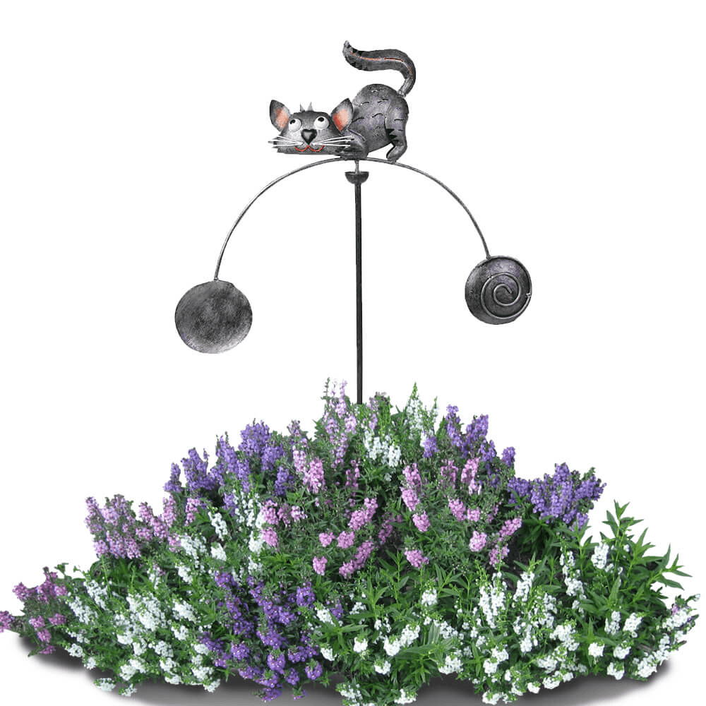 Decoratiune gradina Pisica gri la panda Pendul 116 cm - Nitzi.ro