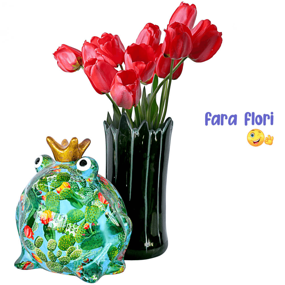 Decoratiune ceramica Vaza Broscuta Freddy h19.7 cm - Nitzi.ro