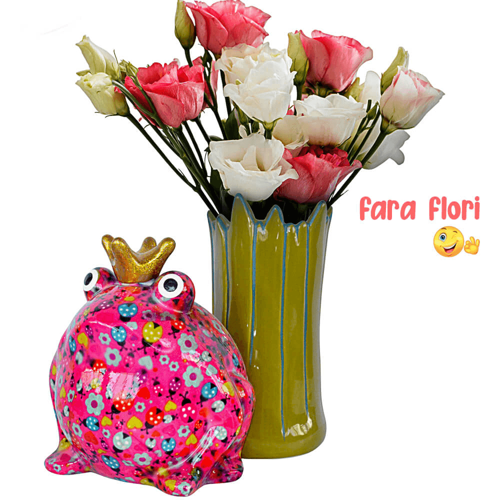 Decoratiune ceramica Vaza Broscuta Freddy h19.7 cm - Nitzi.ro