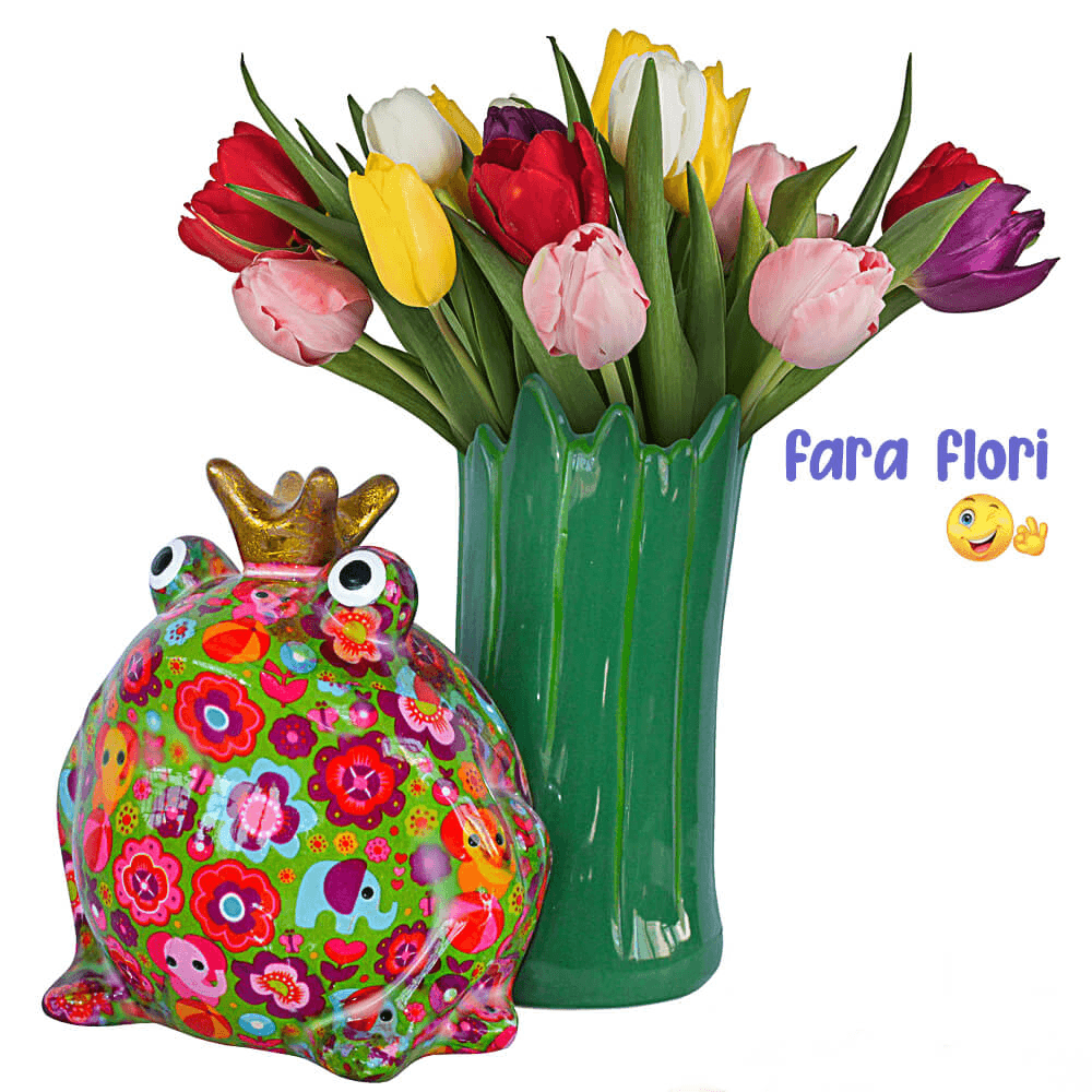 Decoratiune ceramica Vaza Broscuta Freddy h19.7 cm - Nitzi.ro