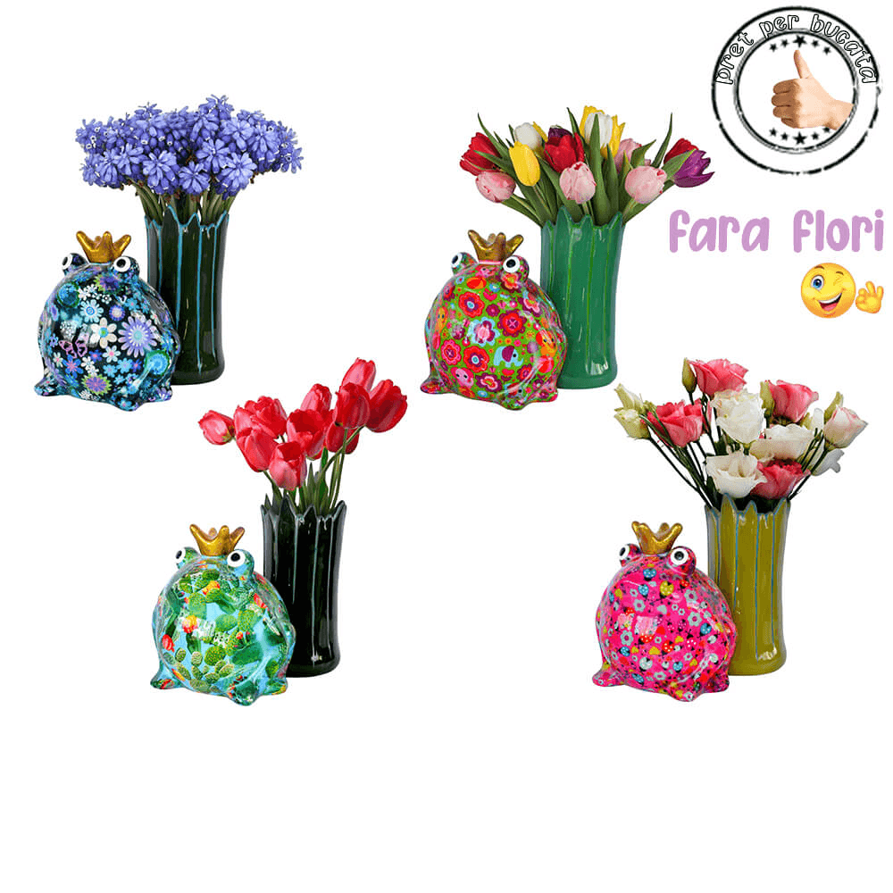 Decoratiune ceramica Vaza Broscuta Freddy h19.7 cm - Nitzi.ro