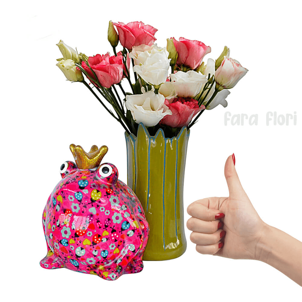 Decoratiune ceramica Vaza Broscuta Freddy h19.7 cm - Nitzi.ro