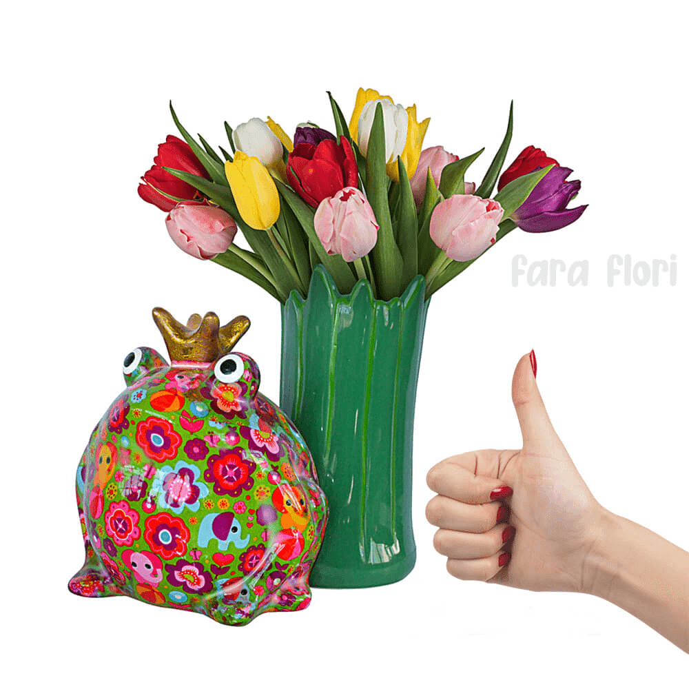 Decoratiune ceramica Vaza Broscuta Freddy h19.7 cm - Nitzi.ro