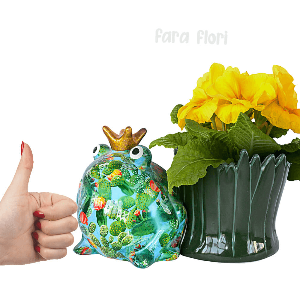 Decoratiune ceramica masca ghiveci Broscuta Freddy h16.8 cm - Nitzi.ro