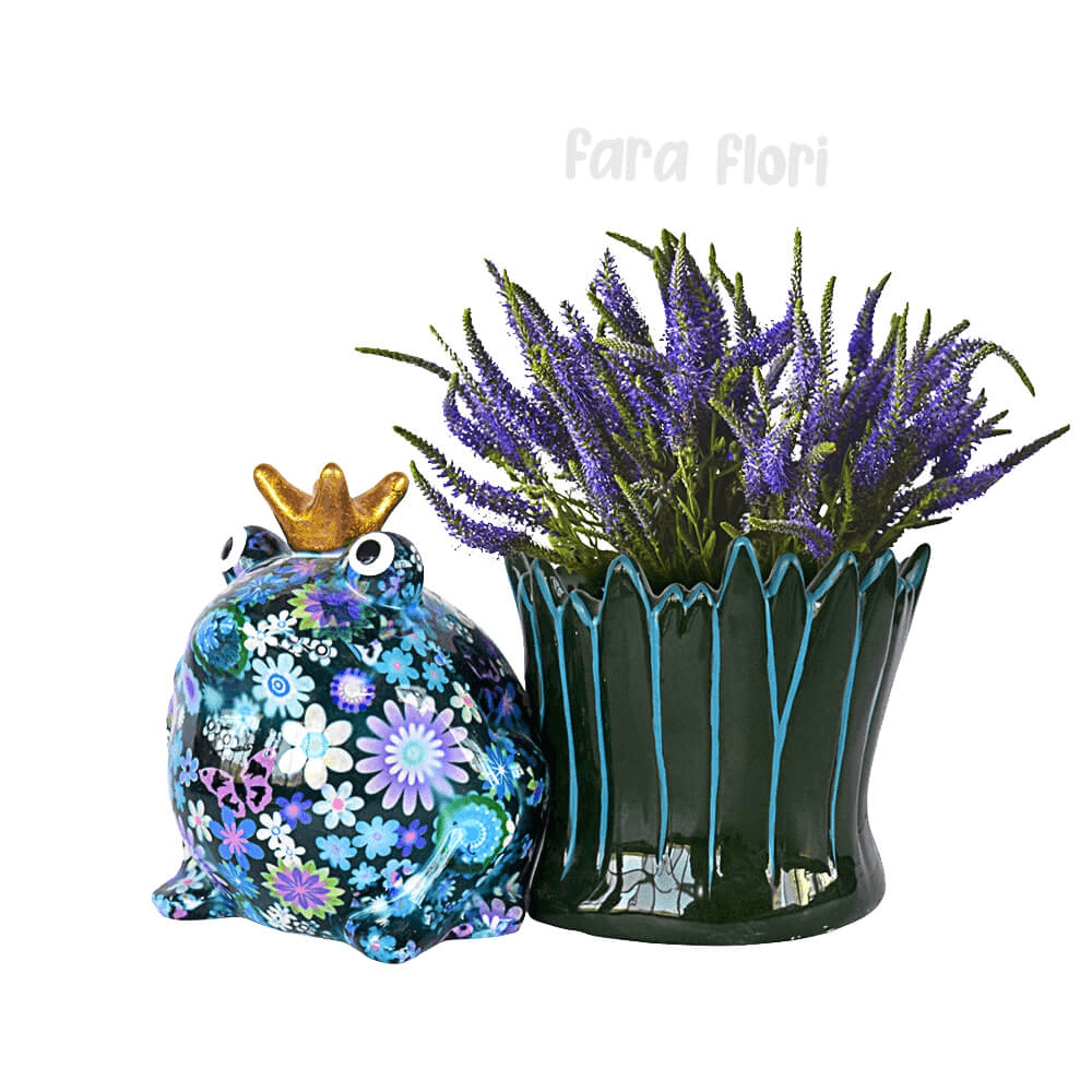 Decoratiune ceramica masca ghiveci Broscuta Freddy h16.8 cm - Nitzi.ro
