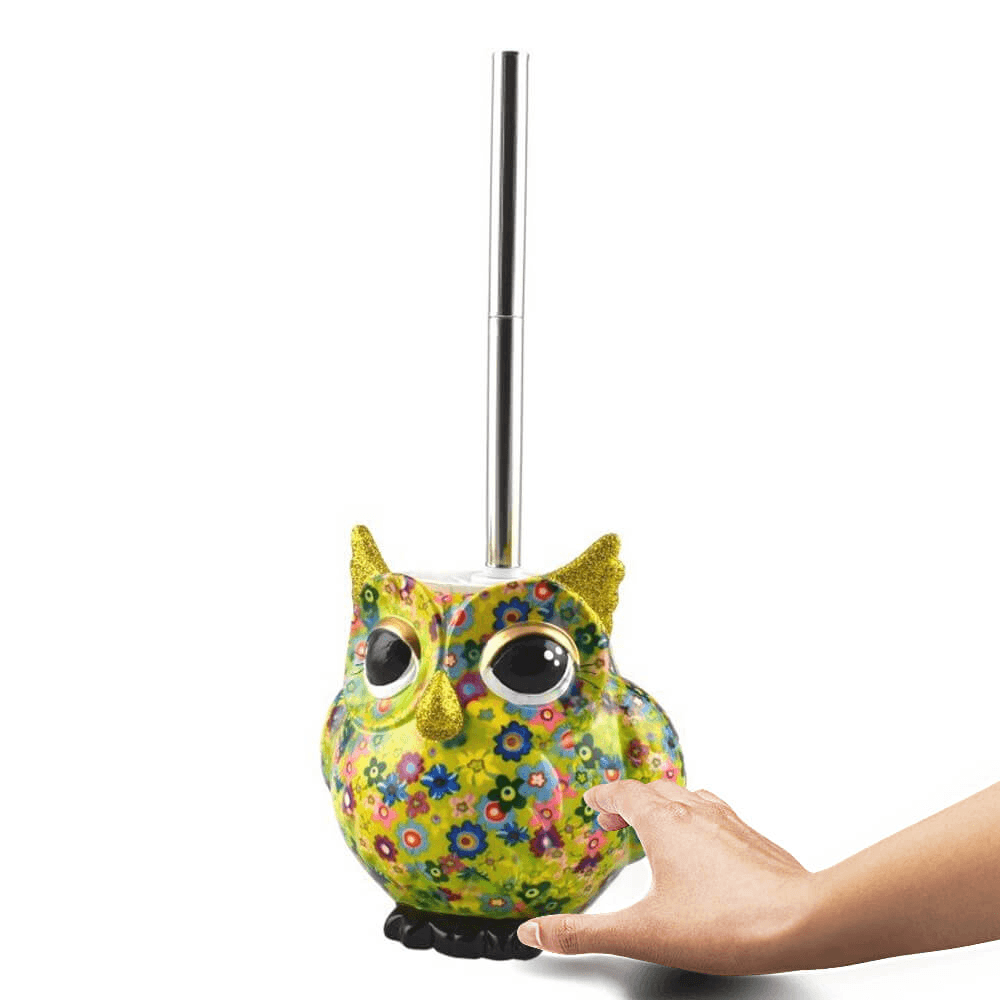 Decoratiune ceramica Suport perie toaleta Bufnita Olive h17.5 cm - Nitzi.ro