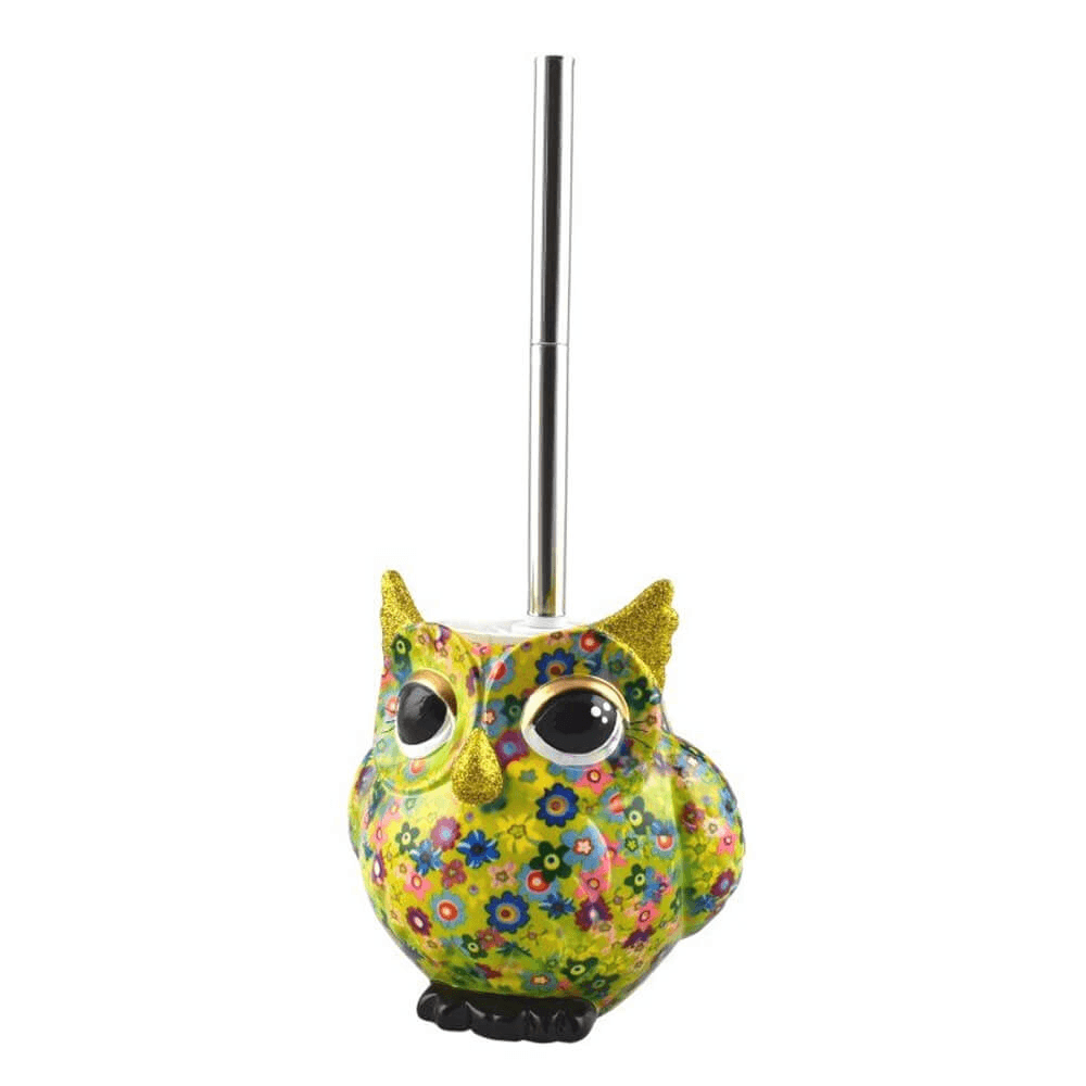 Decoratiune ceramica Suport perie toaleta Bufnita Olive h17.5 cm - Nitzi.ro