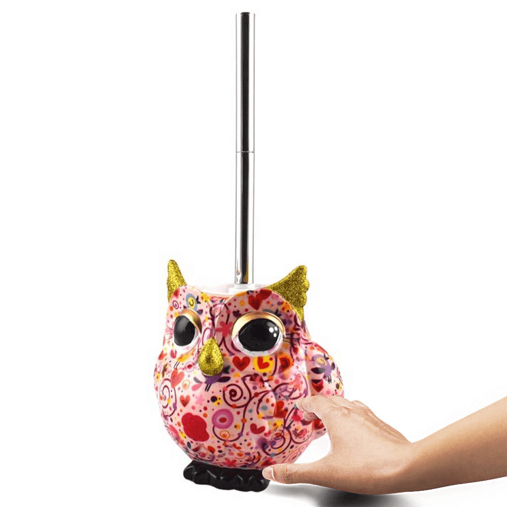 Decoratiune ceramica Suport perie toaleta Bufnita Olive h17.5 cm - Nitzi.ro