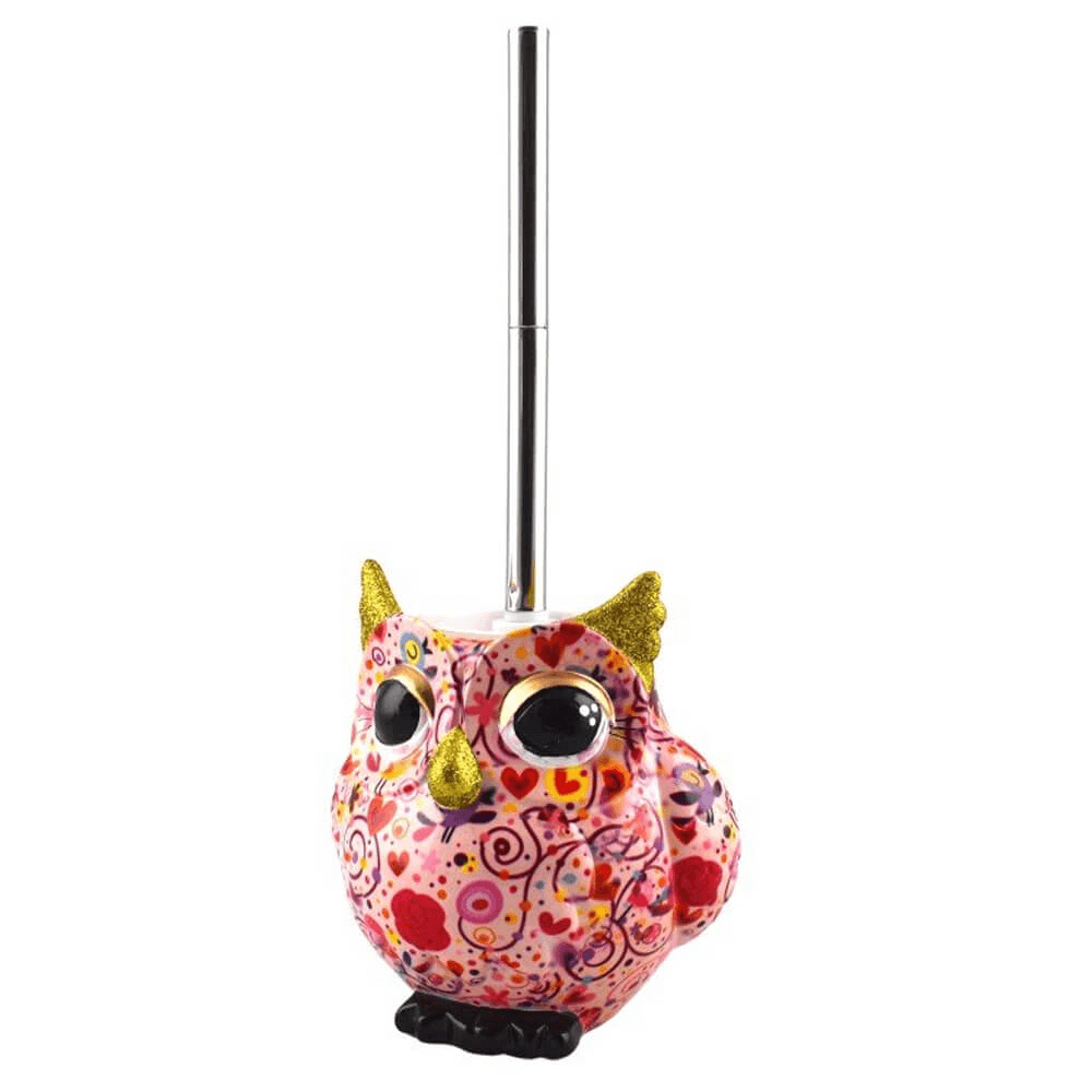 Decoratiune ceramica Suport perie toaleta Bufnita Olive h17.5 cm - Nitzi.ro