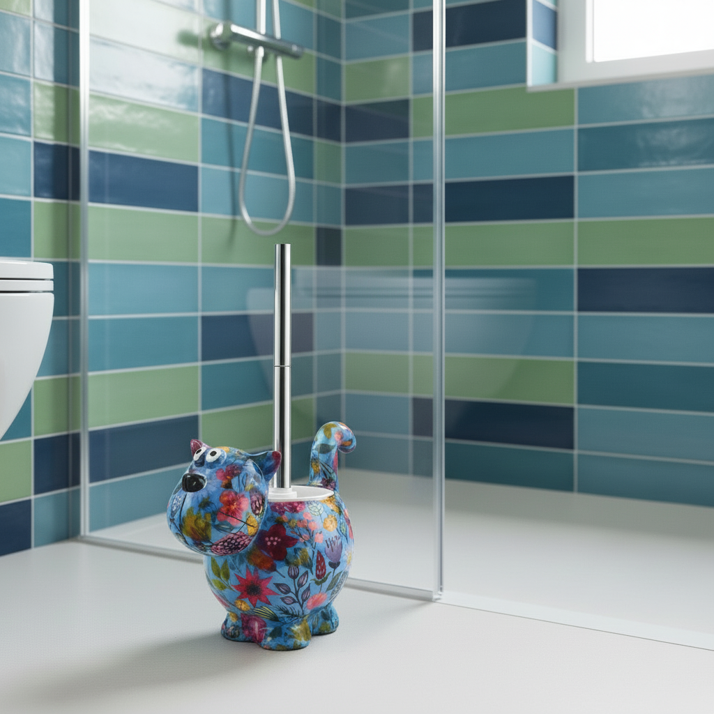 Decoratiune ceramica Suport perie toaleta Pisica Dorothy h17.5 cm