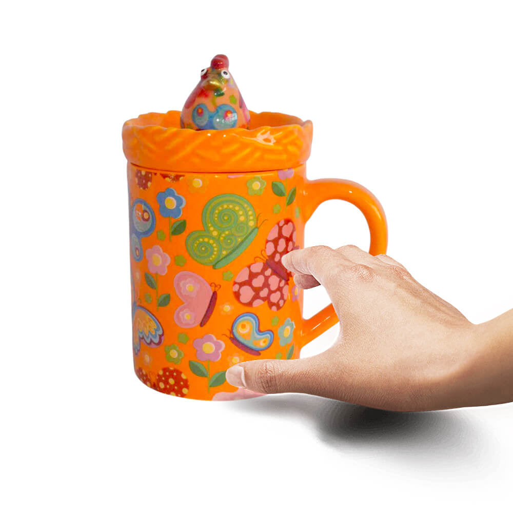 Decoratiune ceramica Cana cu capac h14 cm