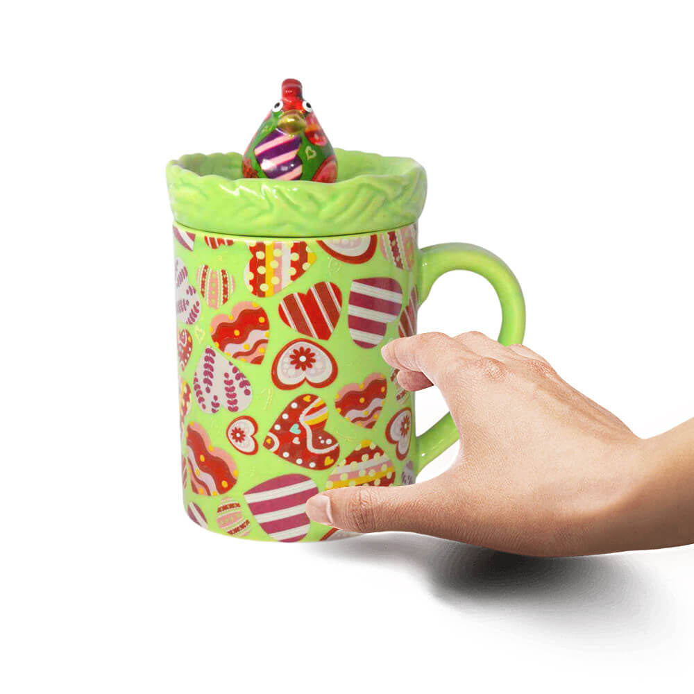 Decoratiune ceramica Cana cu capac h14 cm