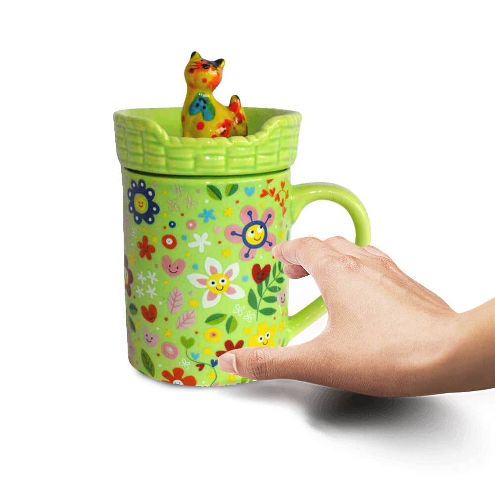 Decoratiune ceramica Cana cu capac h14 cm