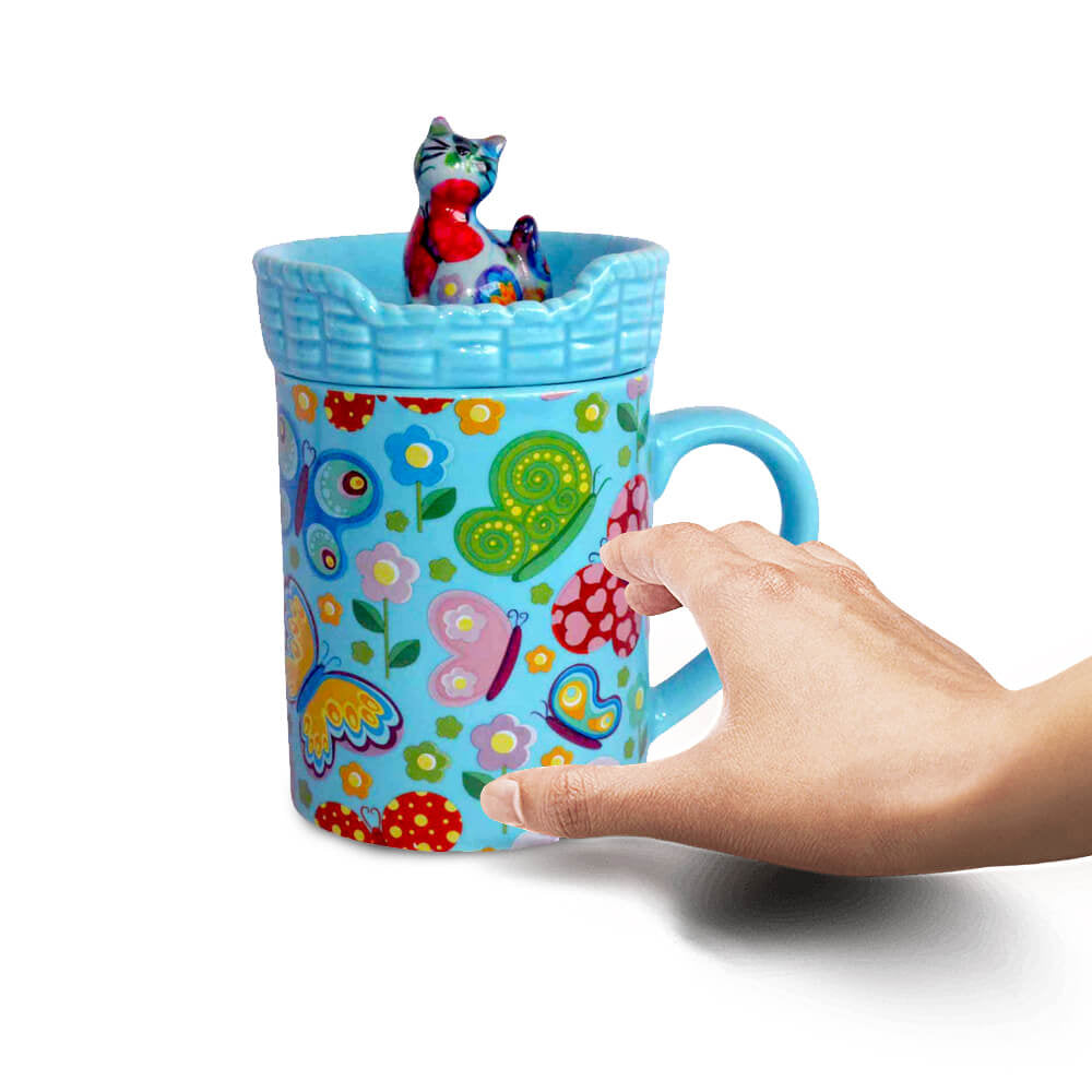 Decoratiune ceramica Cana cu capac h14 cm