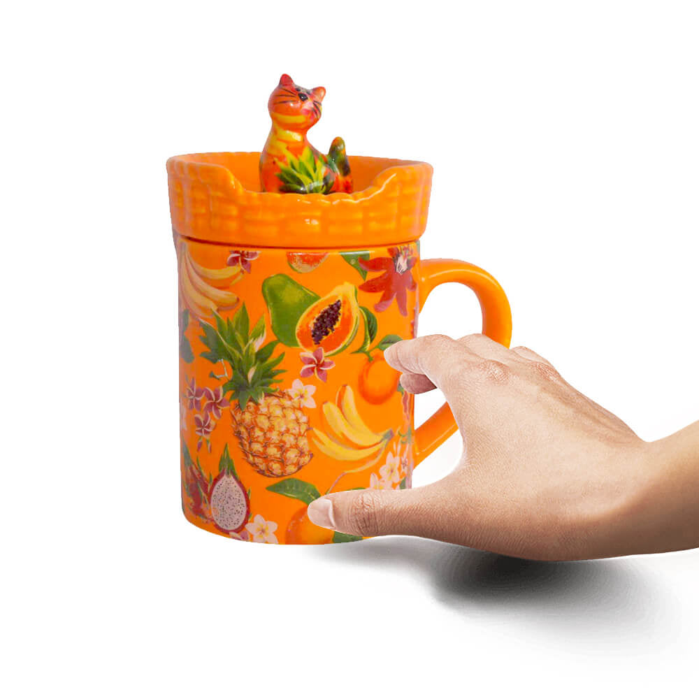 Decoratiune ceramica Cana cu capac h14 cm