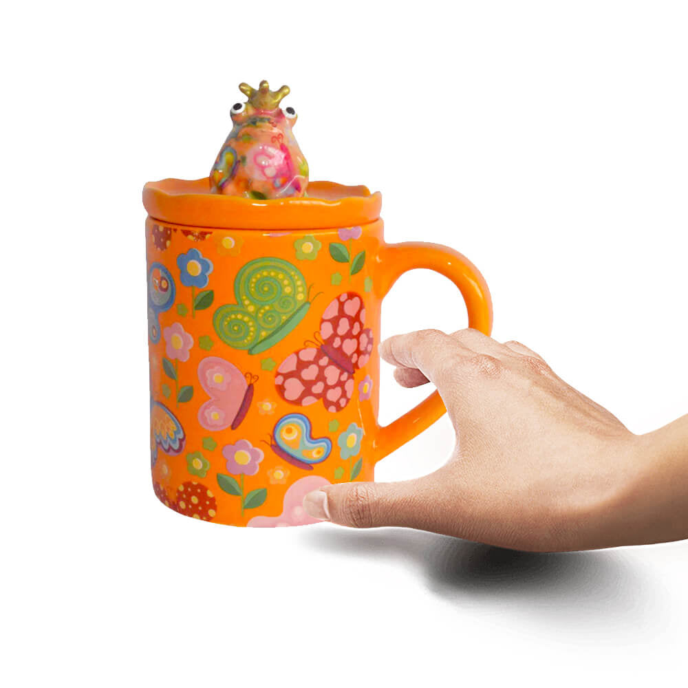 Decoratiune ceramica Cana cu capac h14 cm