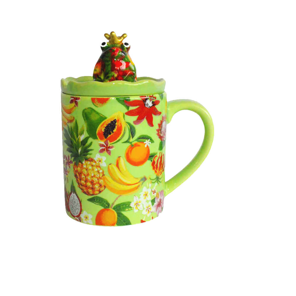 Decoratiune ceramica Cana cu capac h14 cm