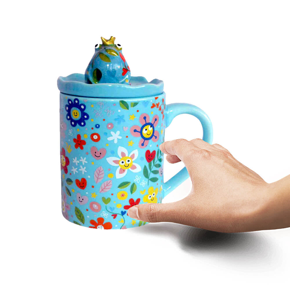 Decoratiune ceramica Cana cu capac h14 cm