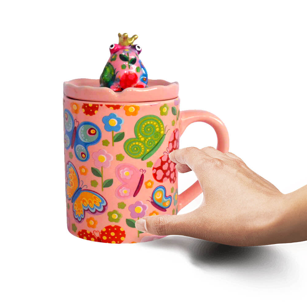 Decoratiune ceramica Cana cu capac h14 cm