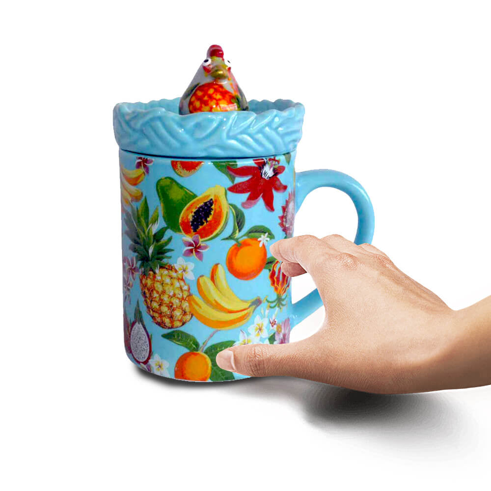 Decoratiune ceramica Cana cu capac h14 cm