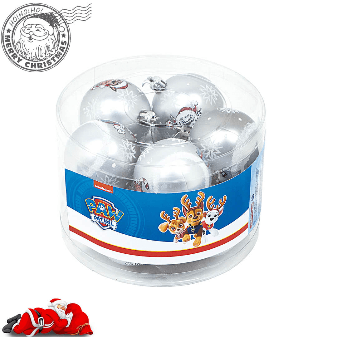 Set 10 Globuri brad Paw Patrol argintii - Nitzi.ro