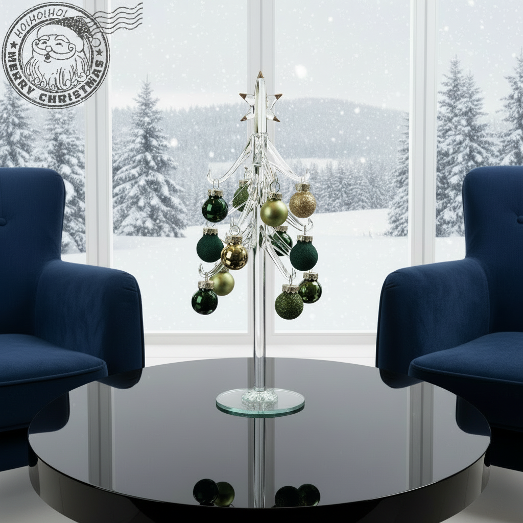 Brad Craciun din sticla cu globuri 27 cm