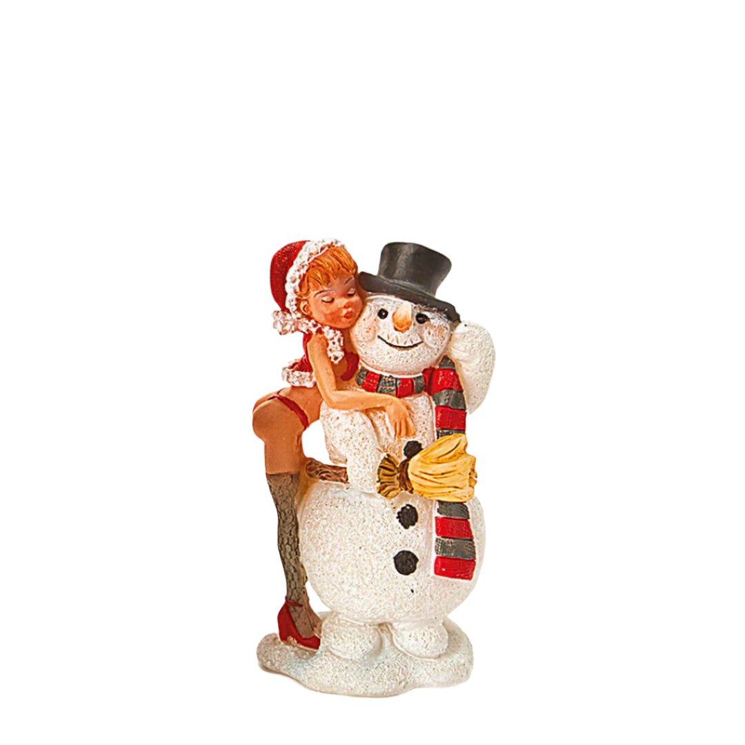 Ornament figurina Craciunita cu om de zapada 6 cm - Nitzi.ro