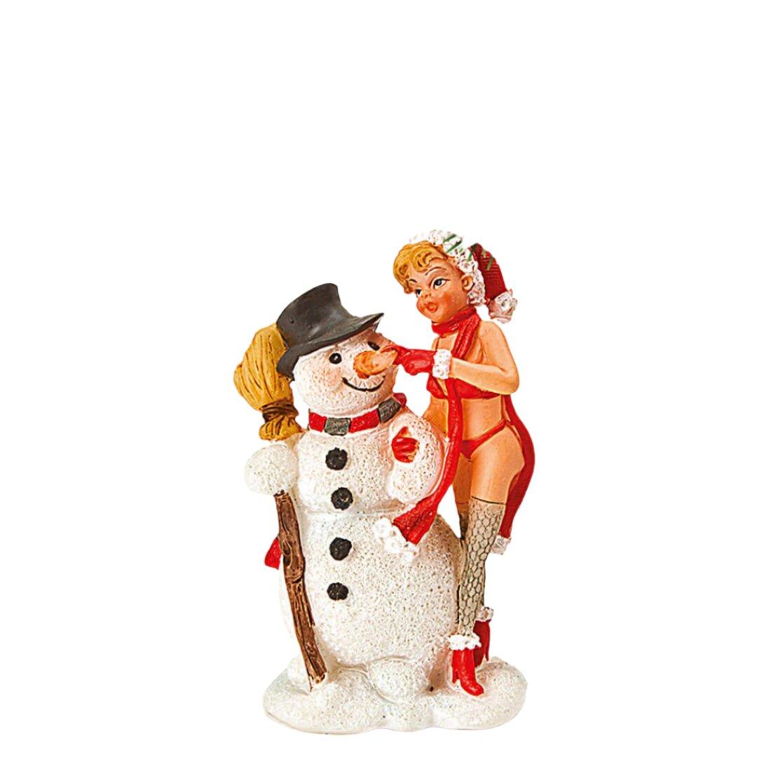 Ornament figurina Craciunita cu om de zapada 6 cm - Nitzi.ro