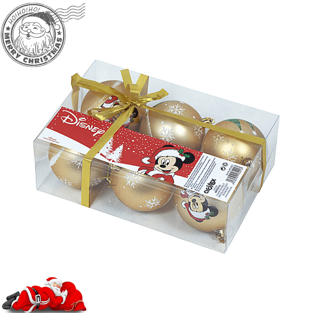 Set 6 Globuri brad Mickey Mouse aurii - Nitzi.ro